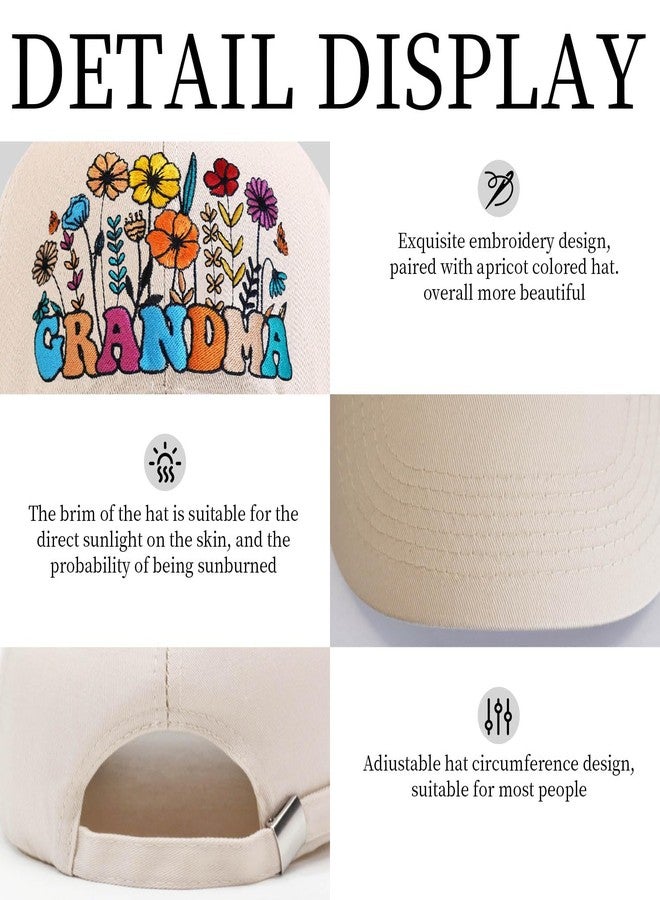 Tmsek Best Grandma Gifts - Grandma Hat, Mothers Gift for New Grandparents Birthday Embroidered Baseball Cap (Women Flower Hats) - Image 4